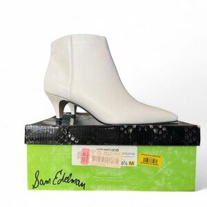 Sam Edelman White Leather Pointed Toe Ankle Boots 8.5